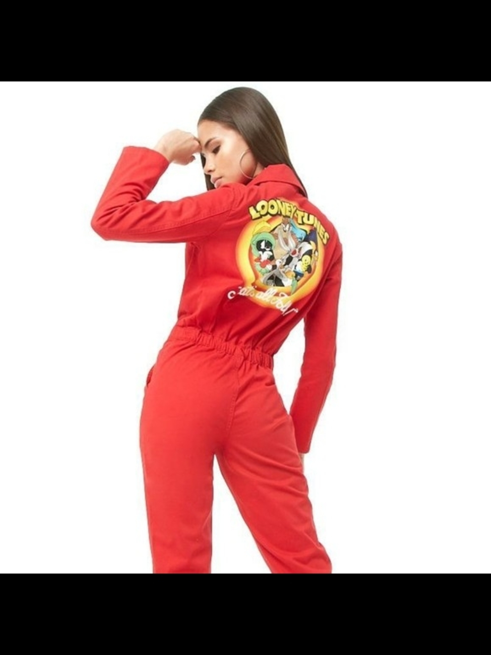 Red Looney Tunes Graphic Coverall Jumpsuit